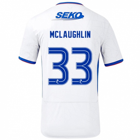 Kandiny Deti Jon Mclaughlin #33 Biela Modrá Dresy Idegenbeli Csapatmez 2024/25 Triĭká