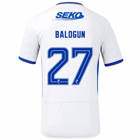 Kandiny Muži Leon Balogun #27 Biela Modrá Dresy Idegenbeli Csapatmez 2024/25 Triĭká