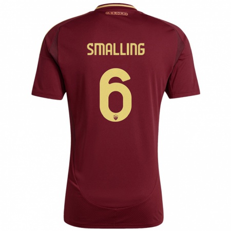 Kandiny Ženy Chris Smalling #6 Červené Hnedé Zlato Dresy Hazai Csapatmez 2024/25 Triĭká