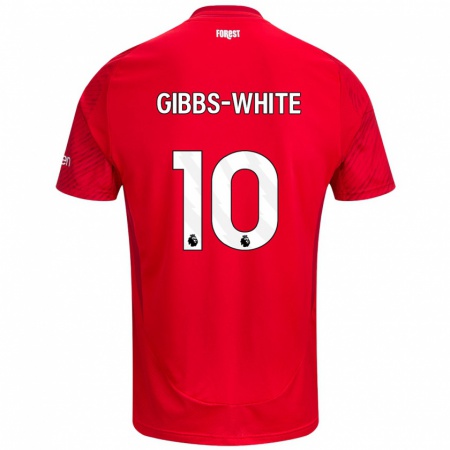 Kandiny Deti Morgan Gibbs-White #10 Červená Biela Dresy Hazai Csapatmez 2024/25 Triĭká