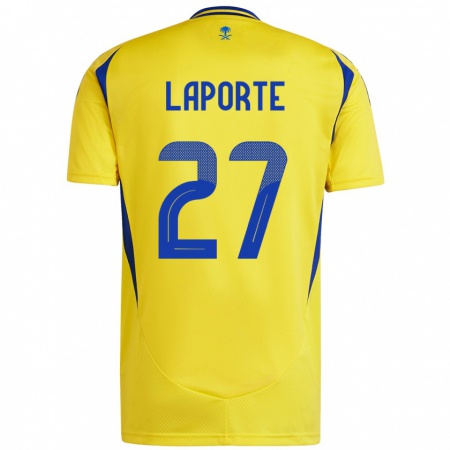 Kandiny Deti Aymeric Laporte #27 Žltá Modrá Dresy Hazai Csapatmez 2024/25 Triĭká