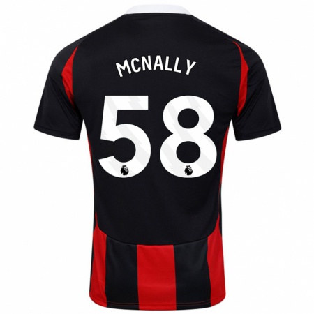 Kandiny Deti Alfie Mcnally #58 Čierna Červená Dresy Idegenbeli Csapatmez 2024/25 Triĭká