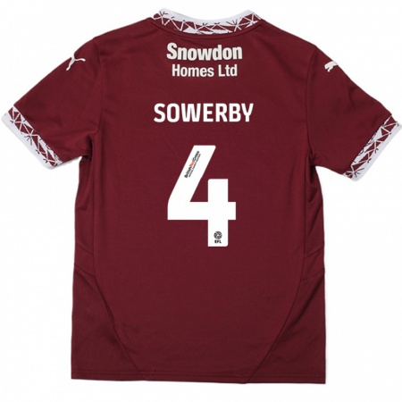 Kandiny Deti Jack Sowerby #4 Burgundsko Dresy Hazai Csapatmez 2024/25 Triĭká