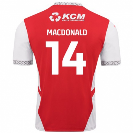 Kandiny Deti Alex Macdonald #14 Červená Biela Dresy Hazai Csapatmez 2024/25 Triĭká