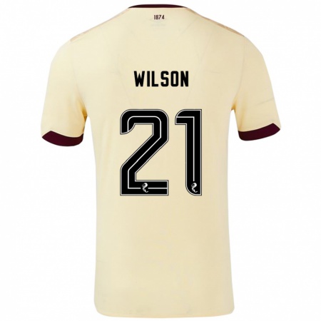 Kandiny Deti James Wilson #21 Burgundský Krém Dresy Idegenbeli Csapatmez 2024/25 Triĭká