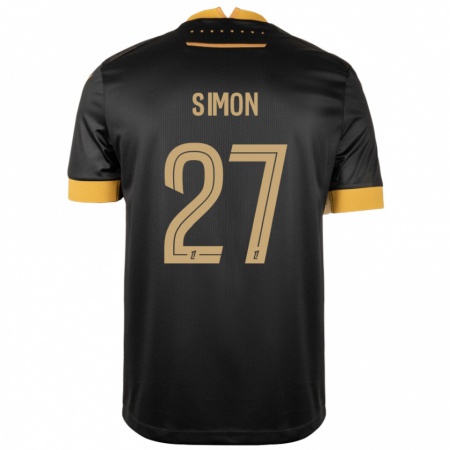 Kandiny Deti Moses Simon #27 Čierna Hnedá Dresy Idegenbeli Csapatmez 2024/25 Triĭká