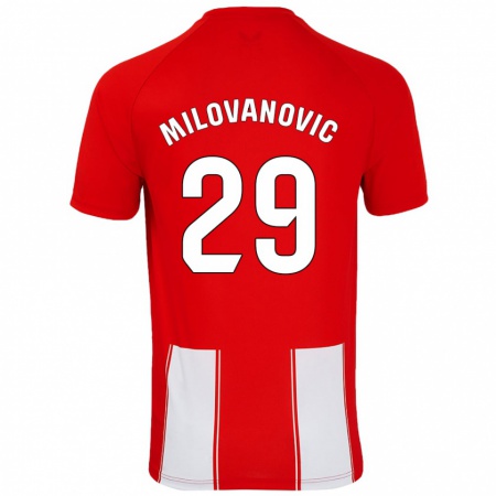 Kandiny Muži Marko Milovanovic #29 Červená Biela Dresy Hazai Csapatmez 2024/25 Triĭká