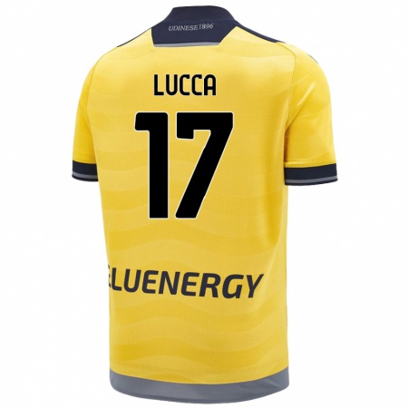 Kandiny Muži Lorenzo Lucca #17 Zlatý Dresy Idegenbeli Csapatmez 2024/25 Triĭká