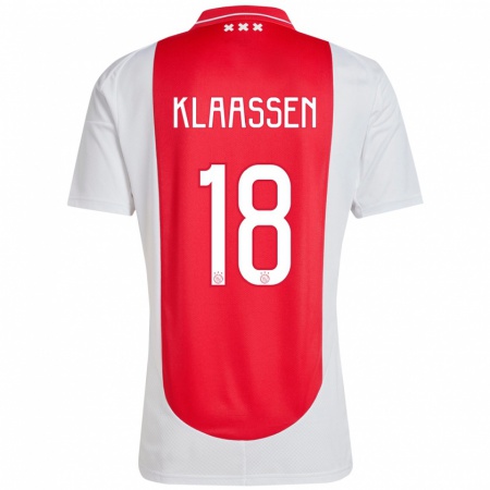 Kandiny Deti Davy Klaassen #18 Červená Biela Dresy Hazai Csapatmez 2024/25 Triĭká